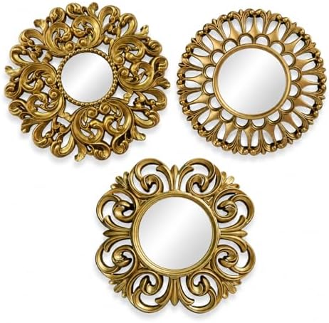 Mifoci Vintage French Wall Mirror Set of 3 Antique Gallery Decor,Round by Mifoci