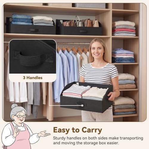 GRANNY SAYS Trapezoid Closet Storage Bins, Large, Black, 3-Pack - Image 2