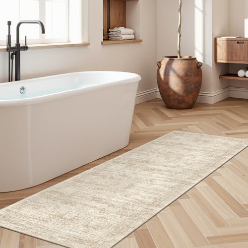 Soalmost Runner Rug 2x6 Washable Kitchen Hallway Runners Non-Slip Beige - Image 3