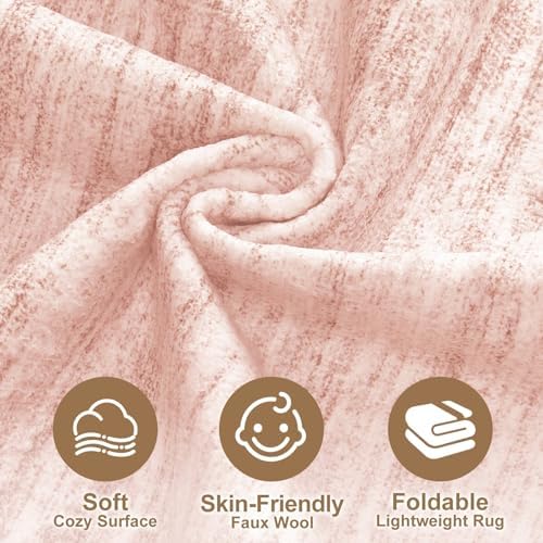 Nakagishi Boho 5x7 Area Rug Living Room Rugs Machine Washable Pink - Image 3