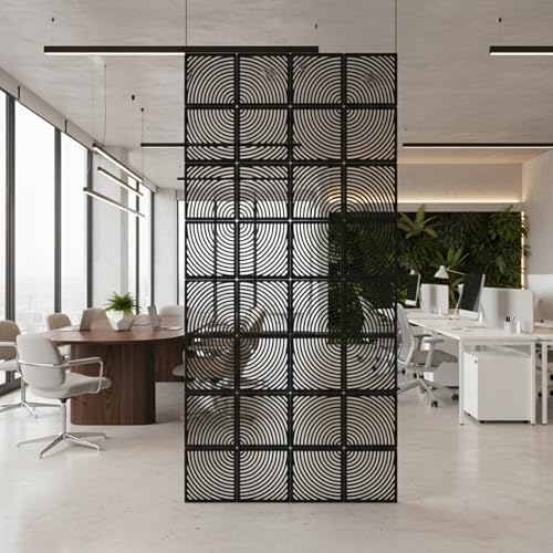 Wooden Hanging Room Divider Panels, Black, Set of 12 by WOODTUCT