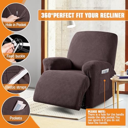 VANSOFY Stretch Recliner Chair Cover, Slipcover, Dark Coffee, 1 Seater - Image 5