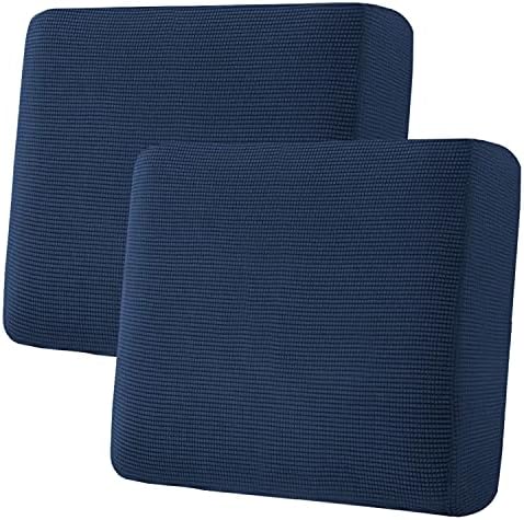 H.VERSAILTEX Super Stretch Individual Seat Cushion Covers - 2 Piece Large Sofa Cushion Covers, Navy, Thick Jacquard Textured Twill Fabric Sets by HVERSAILTEX