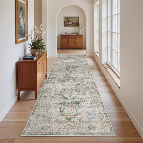 Madane Kitchen Runner 2'6''x8' Soft Rug Runners for Hallways, Green - Image 6
