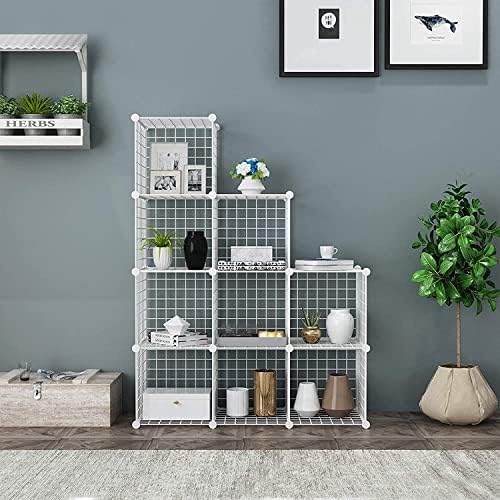 C&AHOME Wire Cube Storage, 9-Cube Organizer Metal, Wire C Grids Storage, Storage Bins Shelf, Modular Bookshelf, Closet Cabinet Ideal for Home, Living Room, Office 36.6”L x 12.4”W x 48.4”H White - Image 5