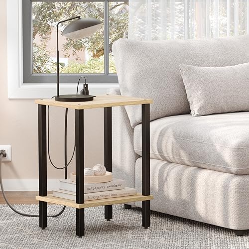 TUTOTAK End Table with Charging Station, Side Table, Nightstand - Image 4