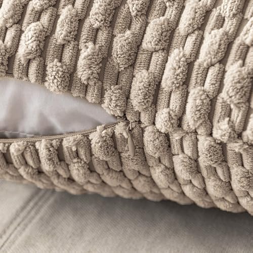 MIULEE Lumbar Decorative Throw Pillow Covers 12x20 Light Brown Corduroy - Image 3