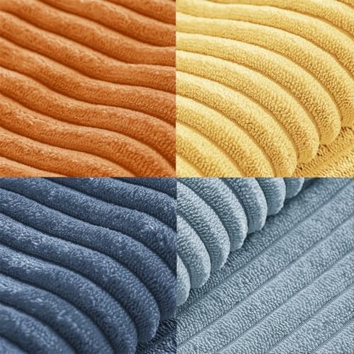 MIULEE Summer Yellow Blue Decorative Throw Pillow Covers 18x18 Inch Set of 4 Soft Corduroy Boho Patchwork Pillow Covers Modern Farmhouse Bright Home Decor for Sofa Living Room Couch Bed - Image 6