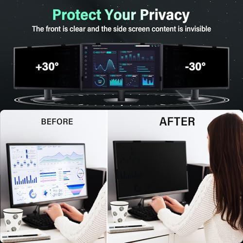 [2 Pack] Magnetic Hanging 24 Inch Computer Privacy Screen for 16:10 Aspect Ratio Widescreen Monitor, Eye Protection Anti Glare Blue Light Computer Monitor Privacy Filter, Removable 24in Protector Film - Image 5