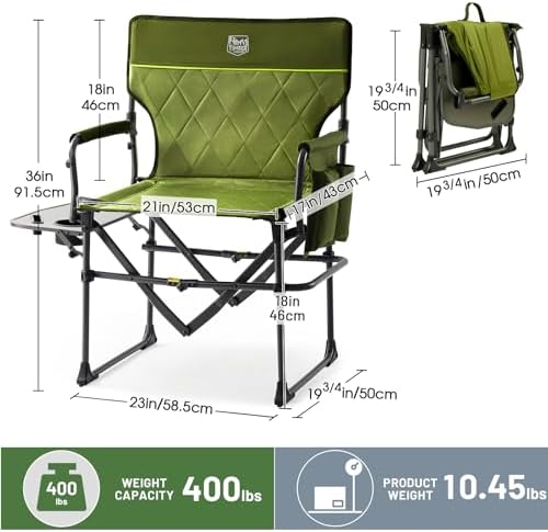 TIMBER RIDGE 400lbs Heavy Duty Camping Chair Portable Directors Chair - Image 3