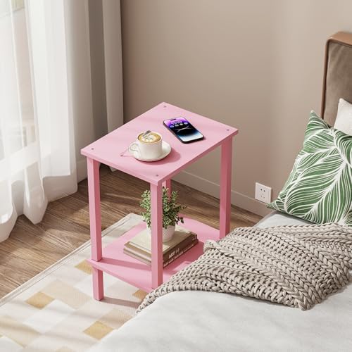 TUTOTAK End Table, Set of 2, Side Table, Nightstand, 2-Tier Storage Shelf - Image 6