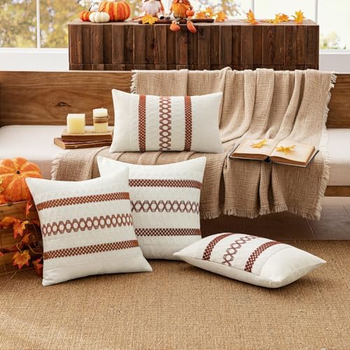 MIULEE Set of 2 Fall Burnt Orange Decorative Pillow Covers 18x18 - Image 3