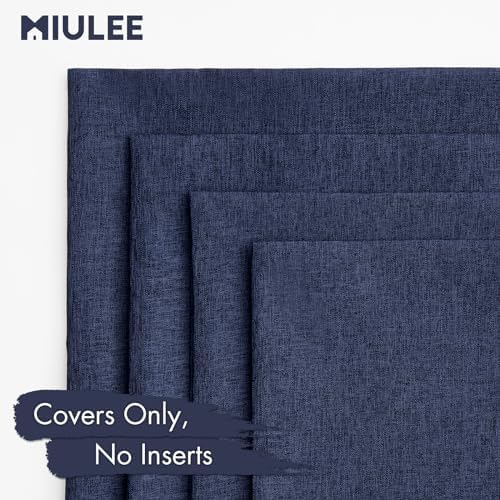 MIULEE Pack of 4 Decorative Outdoor Throw Pillow Covers Linen Waterproof Pillow Covers Summer Farmhouse Cushion Cases for Patio Garden Tent Balcony Couch Sofa 18x18 Inch Navy - Image 5
