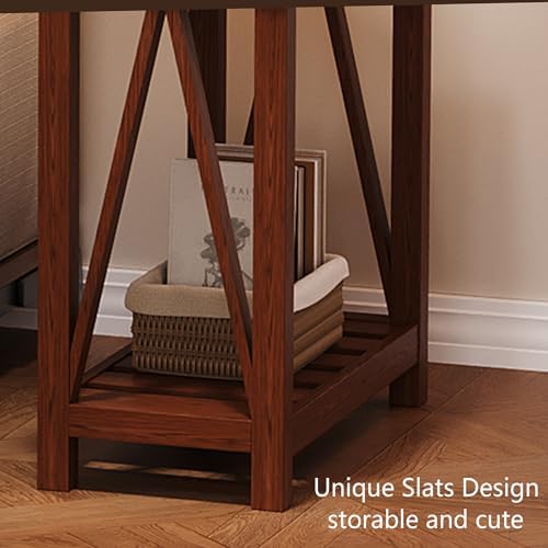 ChooChoo Farmhouse End Table, Narrow Side Table with Shelf - Image 5