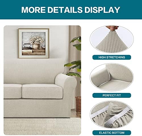 Turquoize 4 Piece Sofa Covers for 3 Cushion Couch Sofa Slipcover Soft Couch Cover for Dogs-Washable Sofa Furniture Covers with 3 Individual Cushion Covers (3 Cushion Sofa, Island Fossi) - Image 4