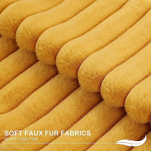 Pallene Faux Fur Decorative Throw Pillow Covers 22x22 Set of 2, Yellow - Image 3