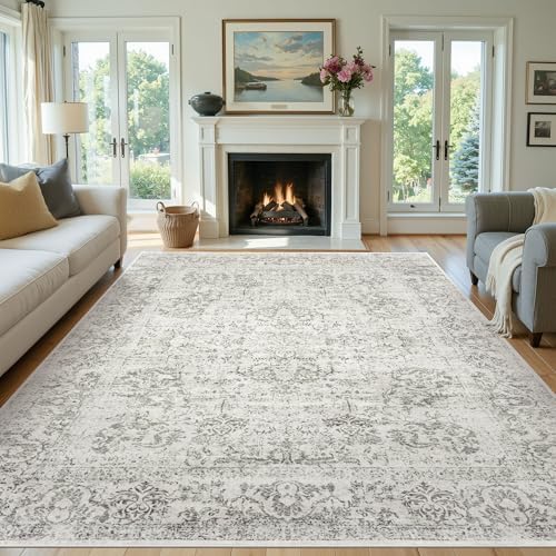 Rugxara 9x12 Extra Large Area Rug,Neutral Vintage Boho Rug for Living Room - Image 2