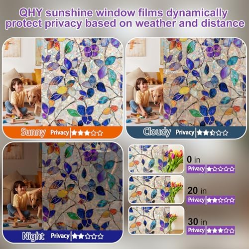 Stained Glass Window Privacy FilmDecorative Rainbow Static Clings -ldeal for Home &Office,Adhesive-Free,Removable, Uv-Blocking (Purple Rainbow, 35.4 X 157.4 in) - Image 4