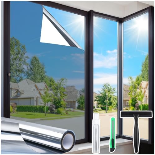 Homein Window Tint for Home with Tools, One Way Window Film, Silver by Homein