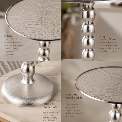 CLEENTABLE Sunburst Spiral Round Side Table, Metal, Silver, 21" H x 15" W - Image 5