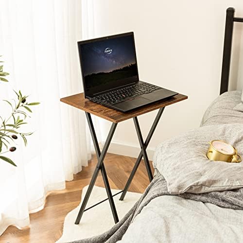 HOOBRO Folding TV Tray Tables, Set of 2 Side Table for Small Space, Industrial Snack Tables for Eating at Couch, Stable Metal Frame, Easy Assembly, Space Saving, Rustic Brown and Black BF25BZ01 - Image 4