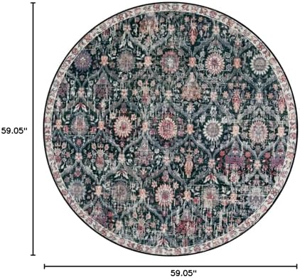 Lahome Moroccan Washable Round Area Rug, Soft Round Rug 5ft Soft Non-Slip - Image 2