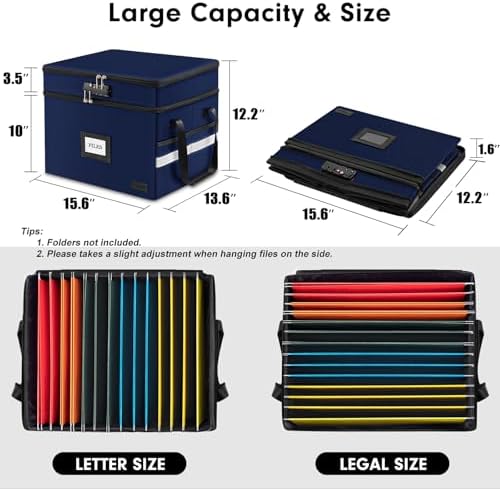 Fireproof File Oganizer with Lock, 2 Layer Fireproof Document Box Storage - Image 4
