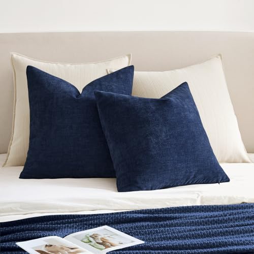 MIULEE Navy Chenille Couch Throw Pillow Covers, 18x18 - Image 4