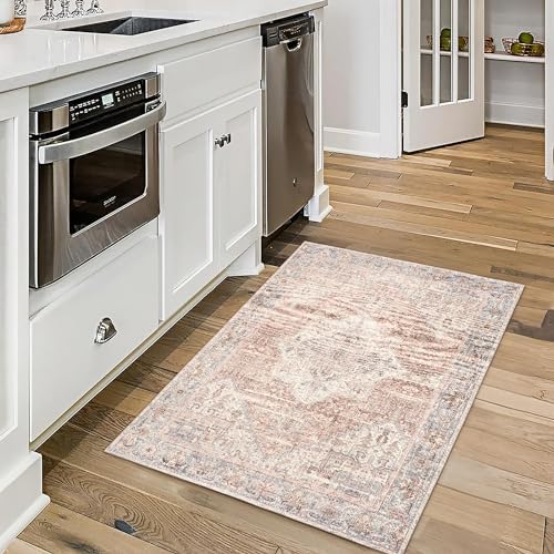 ReaLife Rugs Machine Washable Area Rug - Living Room Bedroom Bathroom Kitchen Entryway Office - Padded Crease Free Stain Resistant Premium - Boho Farmhouse Vintage- Lyle- Beige Ivory - 2'x 3' - Image 5