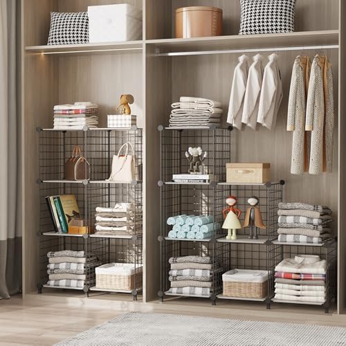 AWTATOS Wire 6 Cube Storage Organizer, Closet Storage Shelves Stackable - Image 4