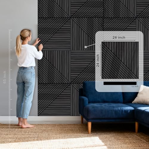 WoveN SounD Acoustic Wall Panels, Black Oak, 8 Pack, 23.6x23.6 in - Image 2
