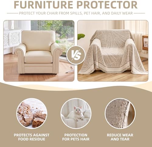 Couch Cover for Dogs Washable Sofa Cover, Sectional Couch Covers, Sofa Covers for 2 Cushion Couch, Non Slip Stripe Sofa Slipcovers Furniture Protector (Khaki, 91 * 71) - Image 2