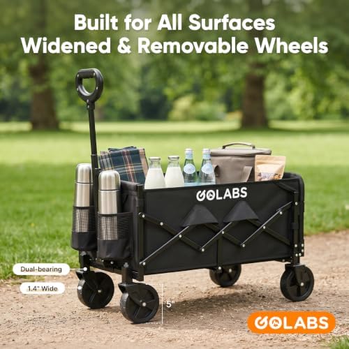 Golabs WA1 Collapsible Folding Wagon Cart, Max 220lb Load, Expands to 100L - Image 5