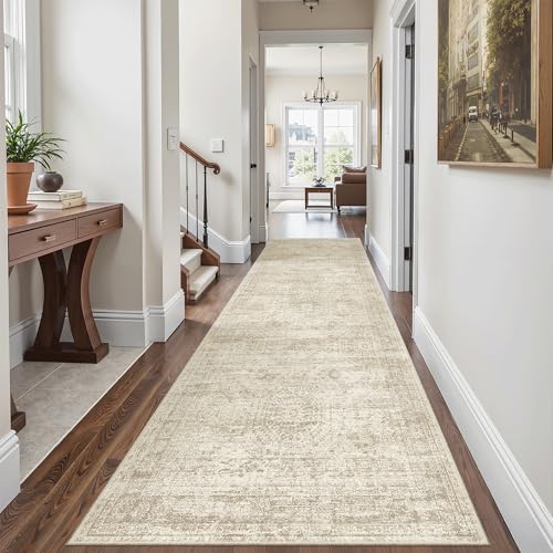 Soalmost Washable Kitchen Runner Rug 3x8 Hallway Entry Rugs Non-Slip, Beige - Image 2