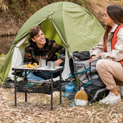 Titanker Small Camp Table 2ft, Folding Camping Table Portable with Storage Bag & Side Racks, Picnic & Beach Table, Car Camping Essentials, Aluminum Light & Solid - Image 2
