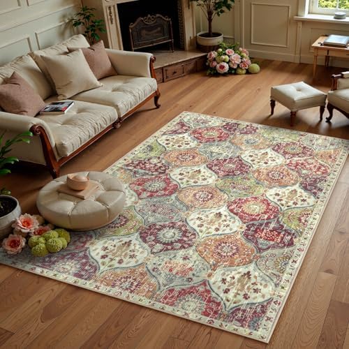 Lahome Moroccan Washable Rugs for Living Room, 4x6 Rug for Bedroom Non-Slip by Lahome