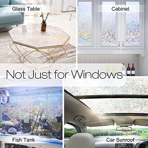 rabbitgoo Rainbow Window Privacy Film, Stained Glass Cling, 17.5" x 157.4" - Image 6