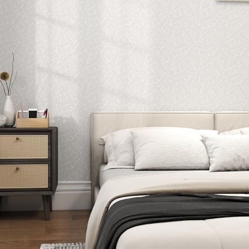 Timeet Modern Geometric Peel and Stick Wallpaper 17.3" x 78.7" Gray Stripe Textured Wallpaper Self Adhesive Wall Paper Removable Minimalist Decor for Bathroom Kitchen Bedroom - Image 3