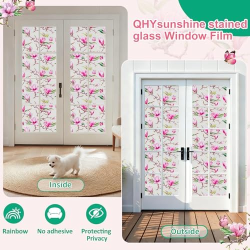 Window Privacy Film Stain Glass Window Film Rainbow Window Film Window clings Non-Adhesive Reusable Decorative for Room (Frosted Magnolia, 35.4 X 78.7 in) - Image 5