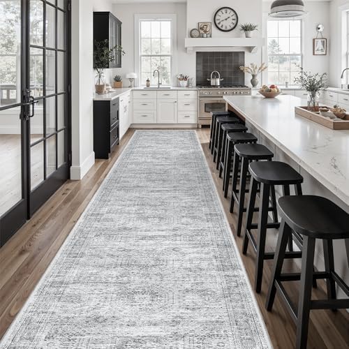 Soalmost Washable Hallway Runner Rug 3x16 Kitchen Entry Rugs Non-Slip, Grey - Image 4