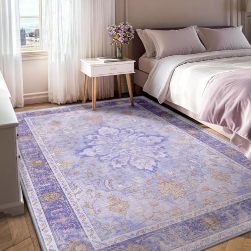 RELEANY Washable Area Rug, 6'x8', Purple - Image 2