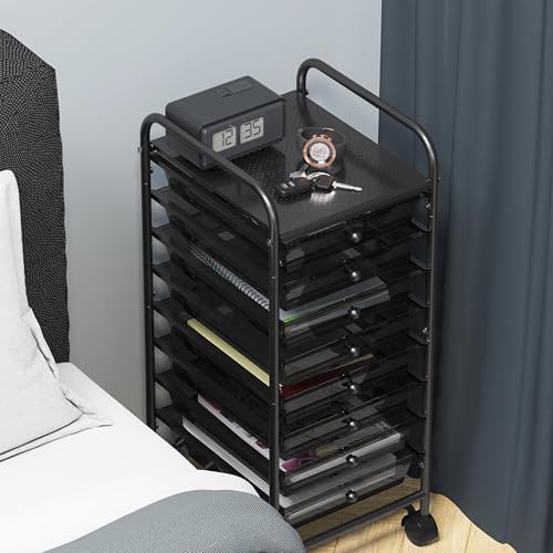 Simple Houseware 8 Drawers Rolling Utility Cart Art Craft Storage, Black - Image 6