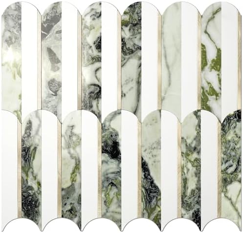 Vamos Tile Peel and Stick Backsplash Seamless Tile,Fish Scale,Glossy,10 pcs by VamosTile