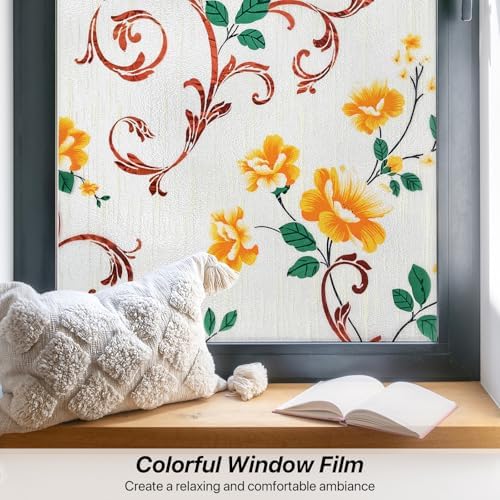 Niviy Stained Glass Window Privacy Film with Installation Tools, 3D Frosted Glass Window Decals UV Protection Sun Blocking Static Clings Non Adhesive Window Stickers for Home 17.5 x 78.7 inch - Image 4
