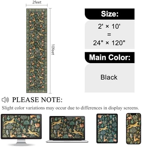 DUKINO 2x10 Kitchen Runner Rug, Soft Non Slip Animal Washable Rug, Black - Image 2