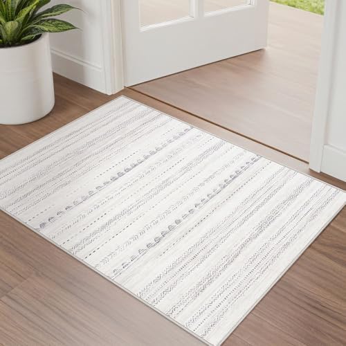 Nakagishi Boho 2x3 Washable Area Rug Non Slip Carpet for Entryway Gray by NakagishiAreaRug