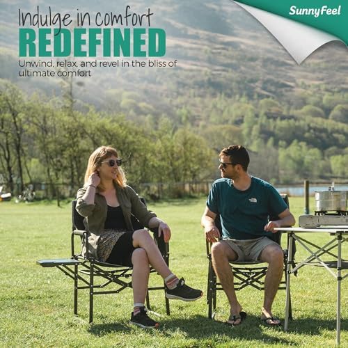 SUNNYFEEL Oversized Camping Chair Portable Directors Chairs with Side Table - Image 4