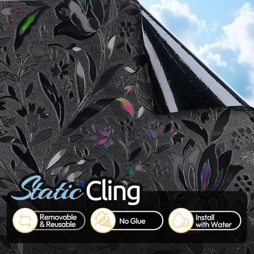 rabbitgoo Total Blackout Window Film, Black Privacy Cling, 23.6" x 118.1" - Image 4
