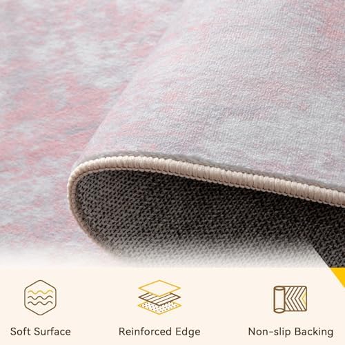 RELEANY Washable 6'x8' Abstract Area Rug for Living Room Gray Pink - Image 4