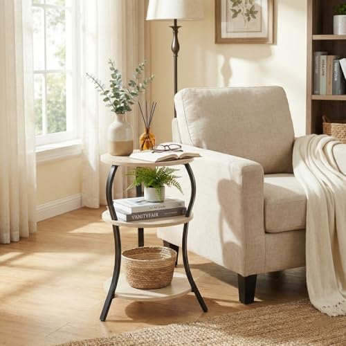 Vintage Small Round Side Table,3-Tier Slim Waist End Table for Small Spaces - Image 2